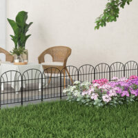 Gartenzaun Steckzaun flexibel 8 Elemente Metall schwarz
