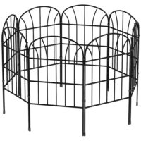 Gartenzaun Steckzaun flexibel 8 Elemente Metall schwarz