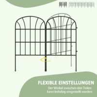 Gartenzaun Steckzaun flexibel 8 Elemente Metall schwarz