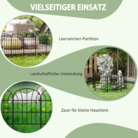 Gartenzaun Steckzaun flexibel 8 Elemente Metall schwarz