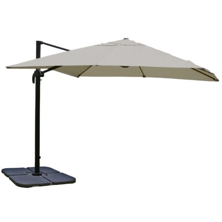 Gastronomie-Ampelschirm 3,5x3,5m creme-grau drehbar mit Ständer