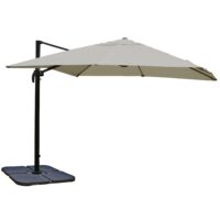Gastronomie-Ampelschirm 3x4m creme-grau drehbar mit Ständer