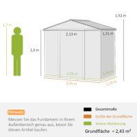 Gerätehaus wetterfest mit Satteldach und Schiebetür grau