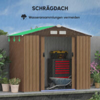 Geräteschuppen Metall mit Schiebetüren 2,1x1,3m gelb