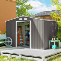 Geräteschuppen Gartenhaus mit Schiebetür 2,8x2m Metall grau
