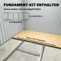Geräteschuppen Gartenhaus mit Schiebetür 2,8x2m Metall grau