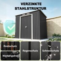 Geräteschuppen mit Schiebetüren und Lüftungsfenster Stahl dunkelgrau