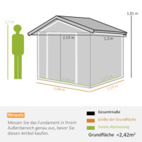 Geräteschuppen Metall mit Schiebetüren ca 2x1m grau