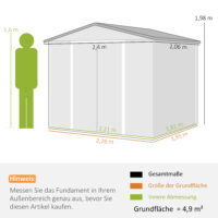 Geräteschuppen Metall wetterfest abschliessbar gross für Garten