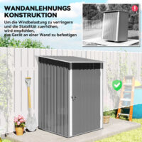 Geräteschuppen Metall klein für Garten grau