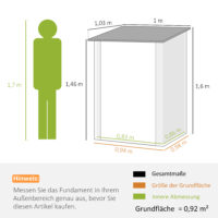 Geräteschuppen Metall klein für Garten grau