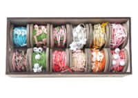 Geschenkband Set mit Holzmotiven 12 Rollen Deko-Band