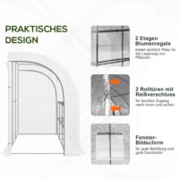 Gewächshaus mit 3 Etagen UV-beständig für Garten und Balkon