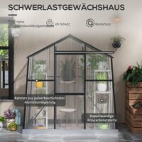 Gewächshaus Aluminium 131x192x203cm Treibhaus 2.51m²