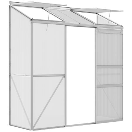 Gewächshaus Anbau mit Schiebetür und Dachfenster Polycarbonat
