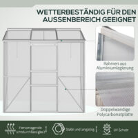 Gewächshaus Anbau mit Schiebetür und Dachfenster Polycarbonat