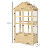 Gewächshaus mit Regal und Dachfenster aus Holz und Acryl