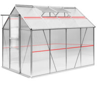 Gewächshaus Treibhaus 4.75m2 / 7.60m³ Dachfenster Schiebetür