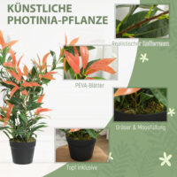 Glanzmispel Kunstpflanze künstlich Deko 90cm rot grün