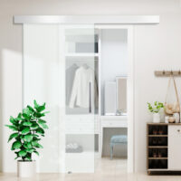 Glasschiebetür satiniert mit Griffstange 102cm breit