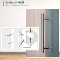 Glasschiebetür satiniert mit Griffstange 102cm breit
