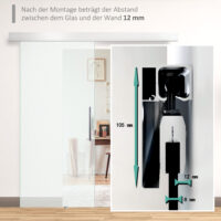 Glasschiebetür satiniert mit Griffstange 102cm breit