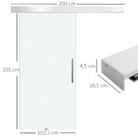 Glasschiebetür satiniert mit Griffstange 102cm breit