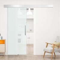 Glasschiebetür satiniert mit Griffstange 90x205cm
