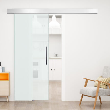 Glasschiebetür satiniert mit Griffstange 90x205cm