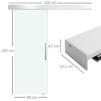 Glasschiebetür satiniert mit Griffstange 90x205cm