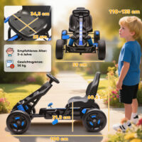 Gokart Tretauto mit Pedalen und Bremse für Kinder 3-6 Jahre blau