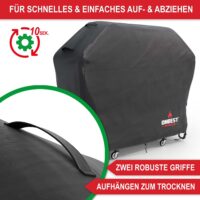 Mittelgroße Grillabdeckung aus wetterfestem Material für optimalen Schutz.