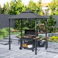 Grillpavillon mit LED Beleuchtung und Gewürzregalen für Garten