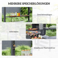 Grillpavillon mit LED Beleuchtung und Gewürzregalen für Garten