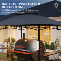 Grillpavillon mit LED Beleuchtung und Gewürzregalen für Garten