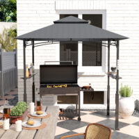 Grillpavillon mit LED Beleuchtung und Gewürzregalen für Garten