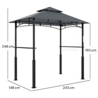 Grillpavillon mit LED Beleuchtung und Gewürzregalen für Garten