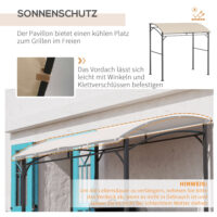 Grillpavillon mit Stahlrahmen und Regenschutz für Grillplatz