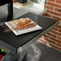 Grillstation Grillwagen mobil mit Zubehör Outdoor schwarz silber