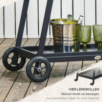 Grillwagen Servierwagen Trolley mit Ablage Grau-Schwarz