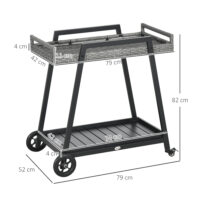 Grillwagen Servierwagen Trolley mit Ablage Grau-Schwarz