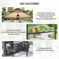 Grillzelt mit Ablagen und Haken für Garten oder Terrasse beige