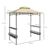 Grillzelt mit Ablagen und Haken für Garten oder Terrasse beige