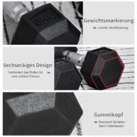Gummihanteln Hexagon 2x 6 kg für Fitness und Muskelaufbau, rutschfest und strapazierfähig.