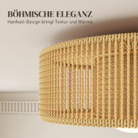 Deckenleuchte Hängelampe Boho rund mit Hanfseil LED geeignet