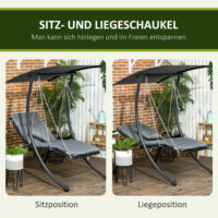 Hängeliege mit verstellbarem Dach und Auflage dunkelgrau