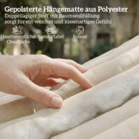 Hängematte Outdoor mit Kopfstütze und Holzstäben 200x140cm