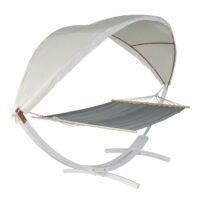 Hängematte mit Gestell FSC-zertifiziert 420cm weiss, grau