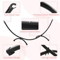 Hängemattengestell 3 m lang mit stabilem Stahlrahmen, Farbe Schwarz.