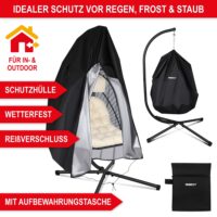 Wetterfester Hängesessel in Rattan-Optik, drehbar und leicht klappbar.